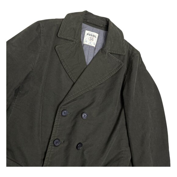 FOSSIL Luxury Designer Green Winter Business Casual Pea Coat Mens Medium - Picture 3 of 6